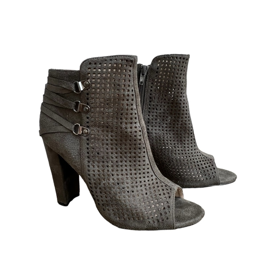 Catherine Malandrino Open Toe Leather Suede Ankle Boots. Size 7.5.